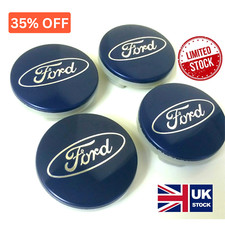 4x 54MM BLUE FORD ALLOY WHEEL CENTRE FUSION FOCUS 3 FIESTA MONDEO MK2 MK4 KUGA