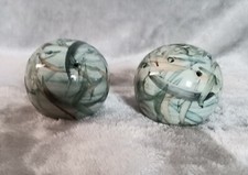 Pair of Isle of Man Pottery Pot Pourri Posy domes Hand Painted Leaf design .