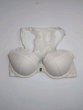 Victoria's Secret 32D Dream Angels Lined Demi Racerback Bra Front Close Cream