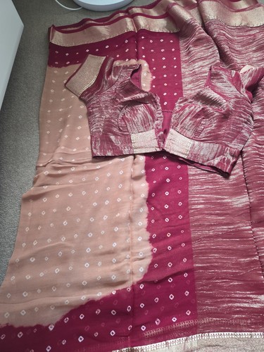 Gold maroon and beige bandhani - maroon,