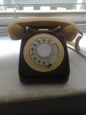Vintage Brown and cream  70's GPO 746 Rotary Dial Phone Telephone 