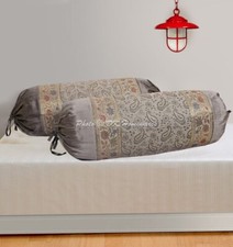 Indian Yoga Cylinder Bolster Pillow Cover Paisley Jacquard Hotdog Cushion