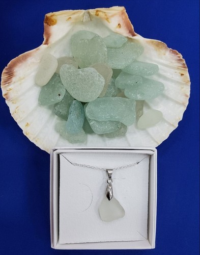 Clear sea glass necklace - sea,