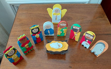 Vintage Woolworths Foam Finger Puppets Nativity Set Christmas 10 Piece