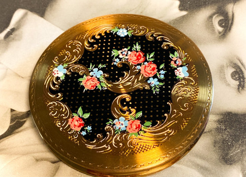 Black and gold tone floral