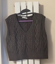 Zara Grey Cable Knit V Neck