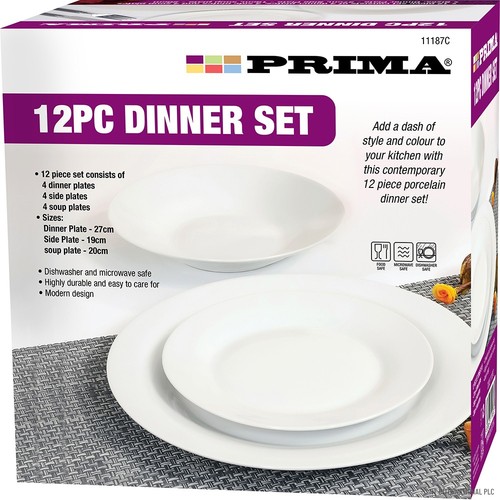 12pc dinner set white - 12pc,