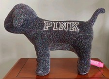 2018 Victoria Secret PINK Rainbow Glitter Sparkle (dark) 13" Large Plush Dog