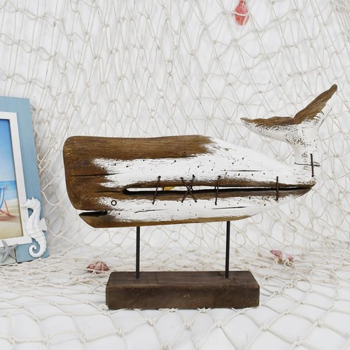 Wooden whale decor tabletop - whale,