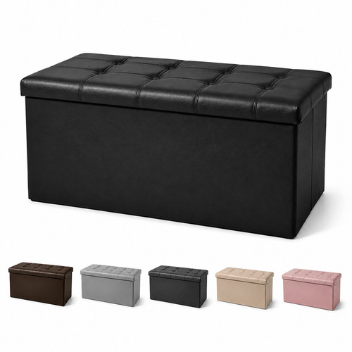 Leather ottoman storage box - storage,