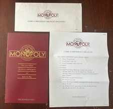 Franklin Mint Monopoly Collector's Edition - Rule Book & Component Checklist