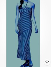 M&S Navy Blue/White Halterneck