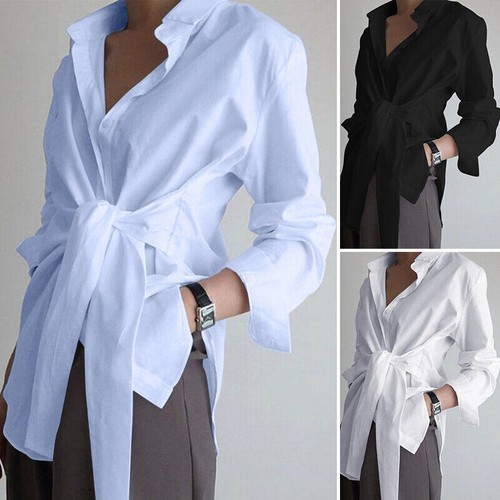 Women lace wrap shirt - lace, long
