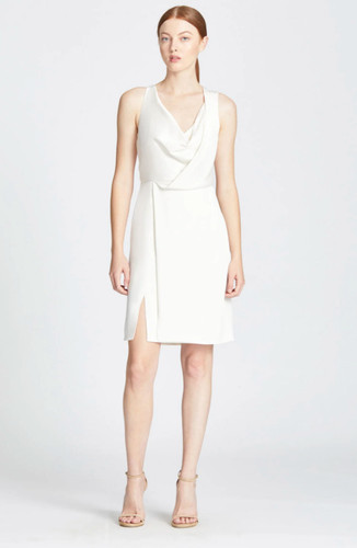 Halston ivory satin cowl neck - satin,