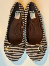 Dr Scholls Go Play Fielding Ballet Flat Pump Shoes Size US 10 UK 8 Brown Stripe
