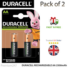 2x Duracell AA 2500mAh Rechargeable Ultra Batteries NiMH HR6 New Duralock