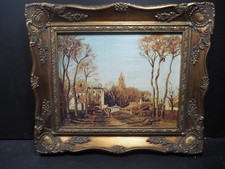 Entrance To The Village Of Voisins Varish Print - Camille Pissarro Ornate Frame