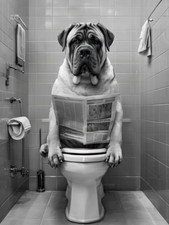 Mastiff on Toilet Metal sign,  Mastiff sign,  Mastiff Plaque