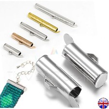 Slide On End Clasp Tubes Slider End Caps Jewellery Findings  SILVER GOLD _342