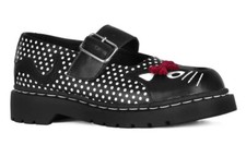 T.U.K. T2353 Anarchic Kitty Mary Jane Black Polka Dot Leather