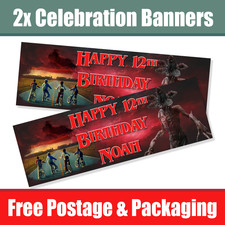 Personalised Stranger Things Birthday Banners / Celebration Banners x2