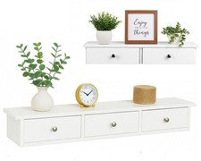 2/3 Drawers Storage Cabinet Wall Mounted Floating Wooden Shelf Storage Rack