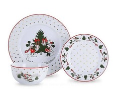 DISNEY CHRISTMAS MICKEY & MINNIE CHINA 3 PIECE DINNER SET..UNUSED, PERFECT