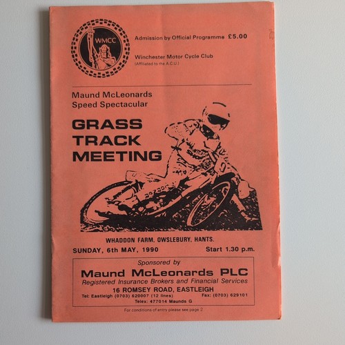 Grass track programme - grass,
