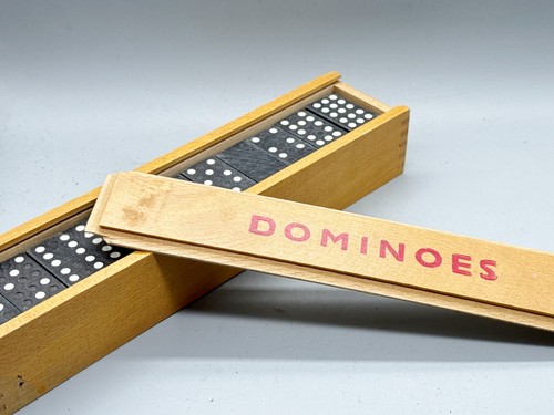 Vintage wooden boxed dominoes - boxed,