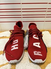 Men 10 adidas NMD Human Race x Pharrell Scarlet Red Sneakers New Extra Laces
