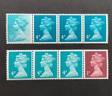 GB 1984 Decimal Machin 13p Coil Strip - SG X925L  & 12.5p Coil Strip SG924L u/m