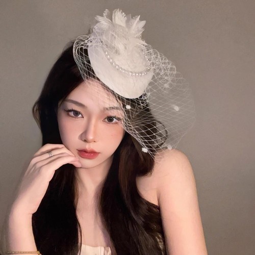 Pearl flower wedding veil hat - flower,