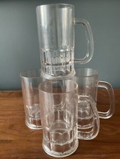 Vintage RUBBERMAID Set 4 Hard Plastic Beer Mugs Glasses With Handle
