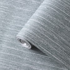 Grey Thick Textured Plain Heavy Non-Woven Paste the Wall Wallpaper Roll Embossed