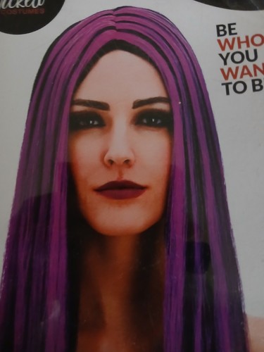 Purple black gothic long wig - gothic,