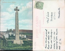 Caedmon Cross Whitby Yorkshire England Valentine s 1909 postmark Graveyard