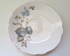 Argyle Fine Bone China Saucer. Made In England  Blue Floral Leaf Pattern 