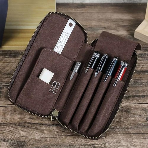 Genuine leather pencil case - leather,