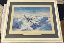 Fabulous Rare Vintage SPITFIRE Print signed by JOHNNIE JOHNSON & DOUGLAS BADER