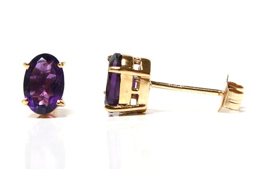 9ct gold amethyst - amethyst, studs