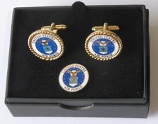 New USAF United States Air Force Cuff links Lapel Pin Boxed MADE IN USA. TUXXMAN