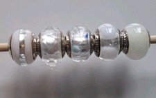 Set Lovelinks silver 925 White shades Murano bracelet charm beads