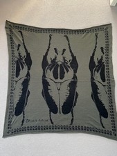 Zadig & Voltaire Green/Khaki Square 100% Cashmere Scarab Print Scarf Excellent