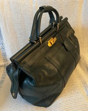 ♲Super *TEXIER* Vintage Green Leather Large Gladstone Doctors Bag Key♲