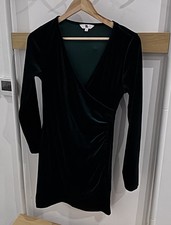 Green Velvet Wrap Mini Dress