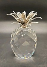 Swarovski 1980s v1 Pineapple Large Crystal Silver Coloured Smooth Leaves 10.5cms