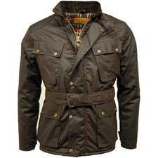 Game Speedway Quilted Wax Biker Jacket Brown  Heavy duty twelve ounce waxed cot