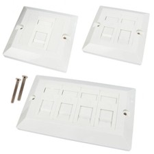 RJ45 Cat5e Cat6 Cat6A Ethernet Network Ports Modular Face Plate Back Box Lot