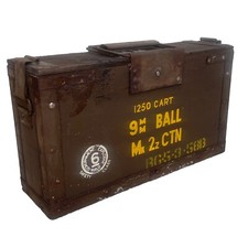 Wooden 9mm British Army Ammunition Ammo Box