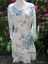 Lysgaard Lagenlook White & Blue Floral Dress Tunic, Size Small